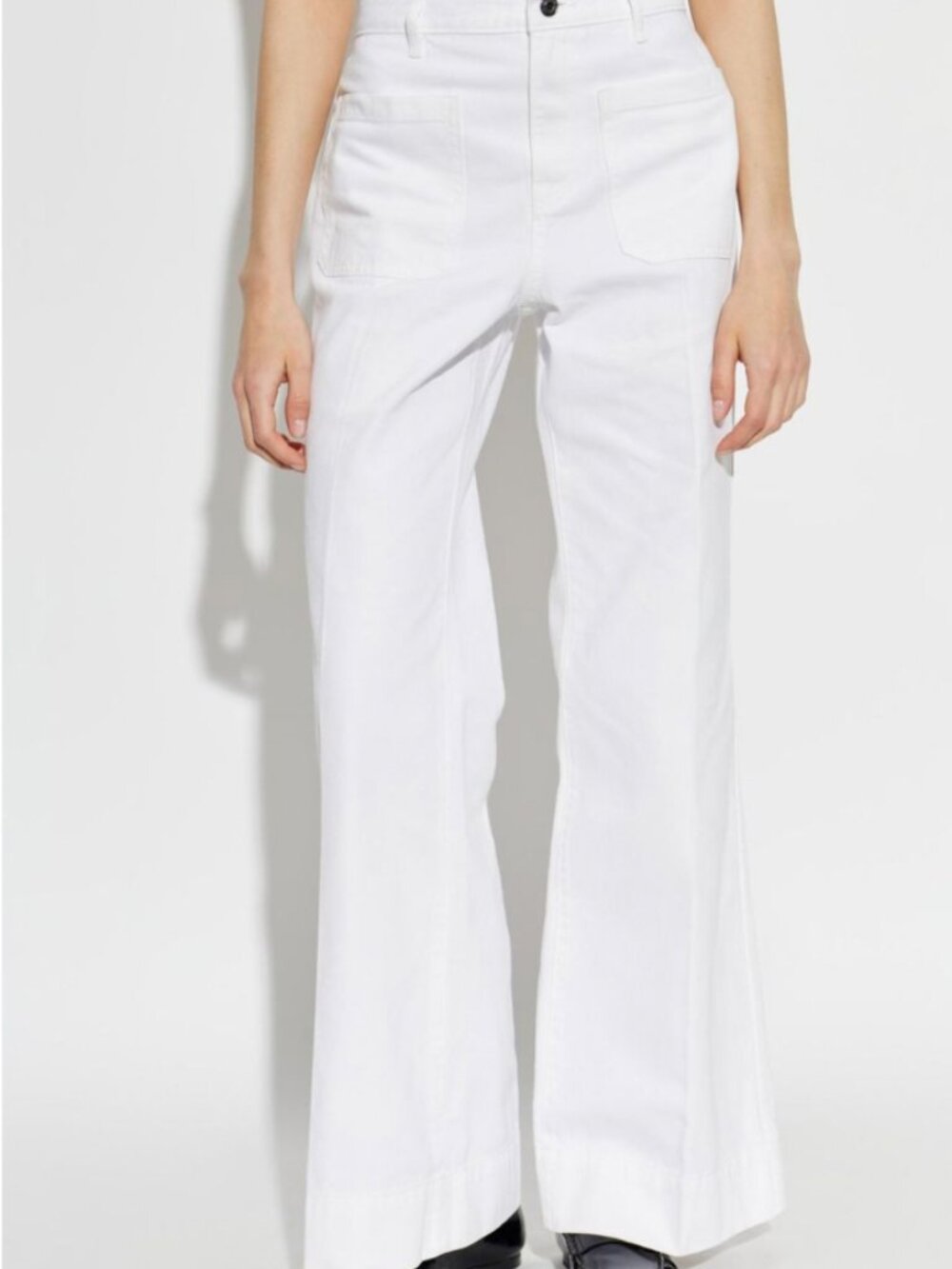 Michael Kors White Patch-Pocket Flared Pants